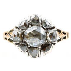 Georgian Rose Cut Diamond Gold Cluster Ring