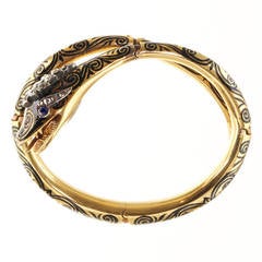 Early Victorian Enamel Gold Snake Bracelet