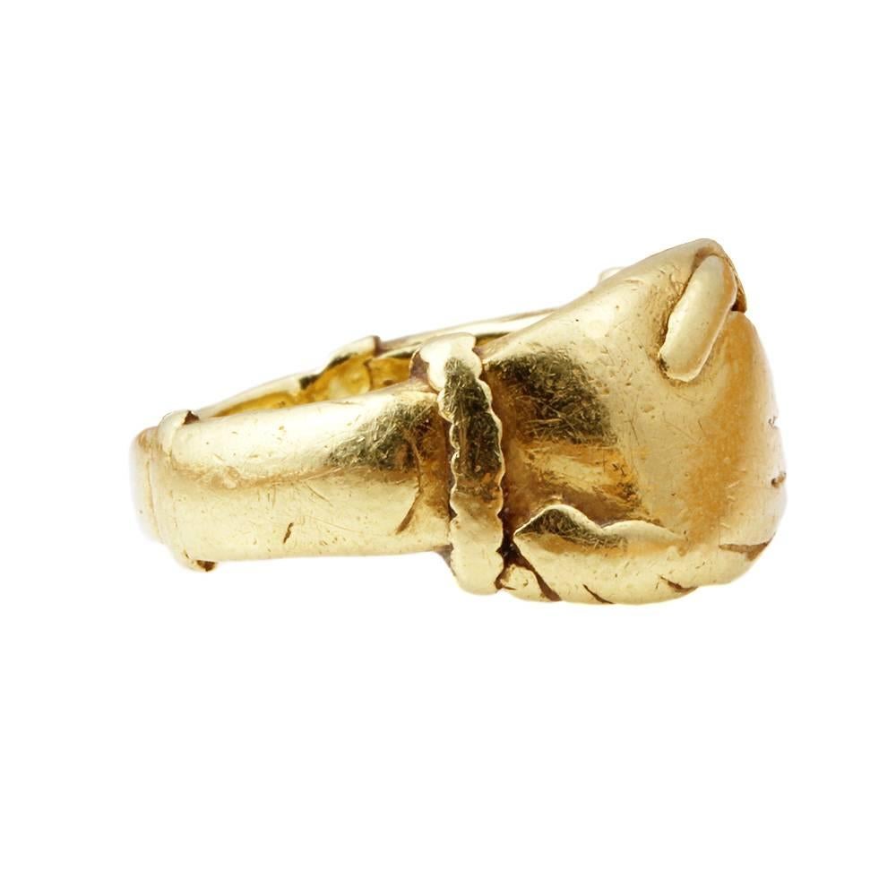18th Century gold Fede ring. Originally part of the Louis De Clerq Collection. Circa 1760, French in origin.

Size 7, can be sized.
