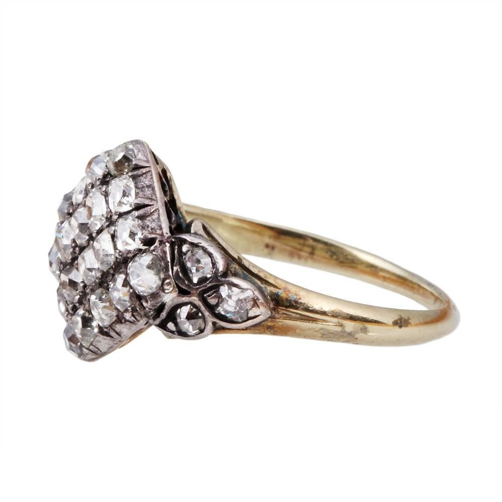 Early Victorian Diamond Silver Gold Engagement Ring In Excellent Condition For Sale In Austin, TX