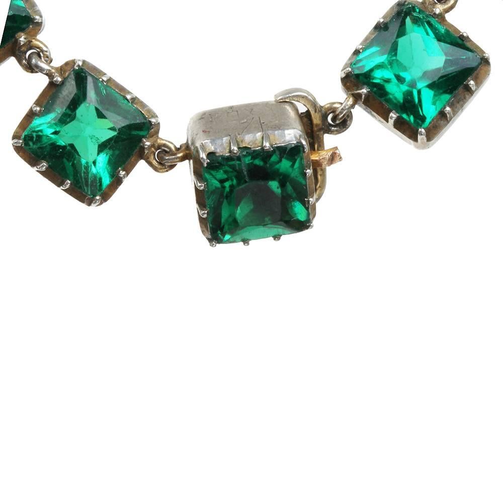 Victorian Green Emerald Paste Rivière Necklace In Excellent Condition In Austin, TX