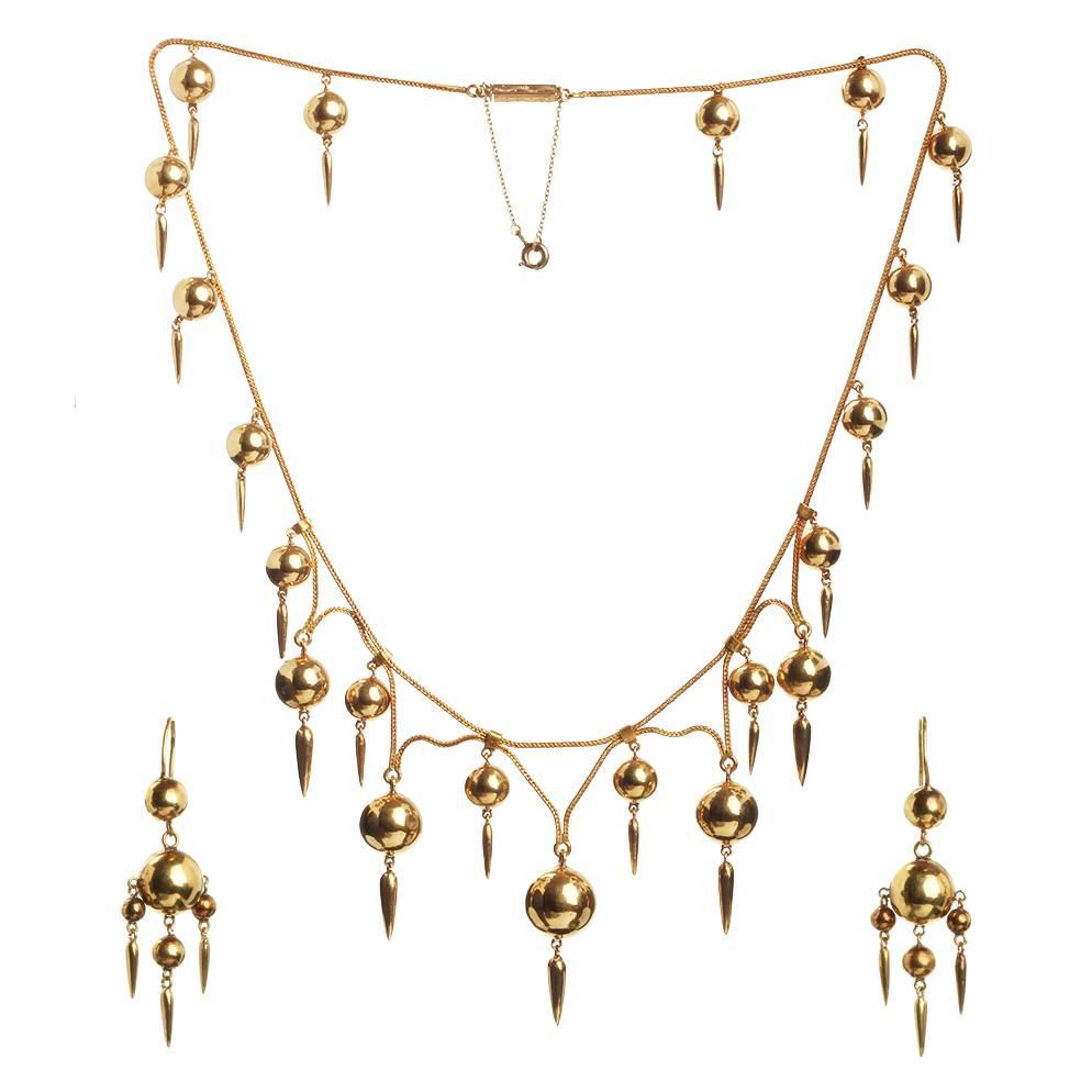 19Th Century French Gold Dagger Necklace Set For Sale