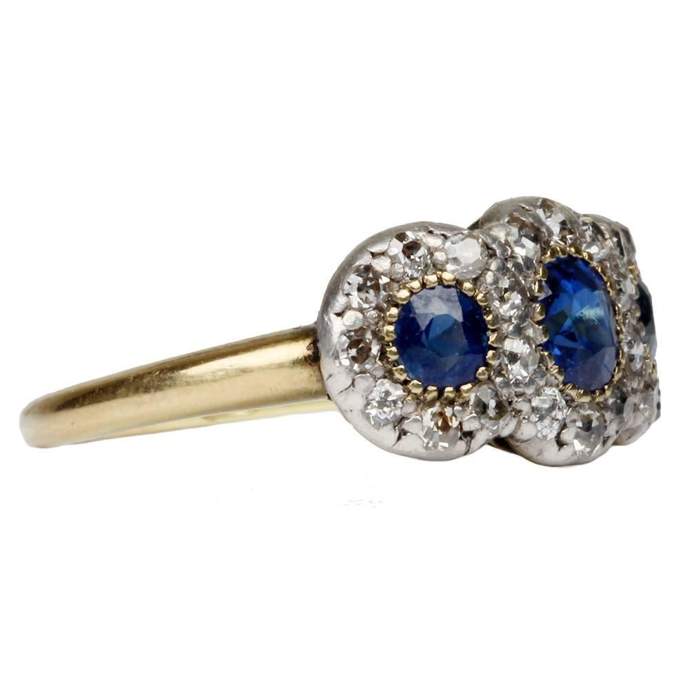 19th Century Sapphire Diamond Ring In Excellent Condition In Austin, TX