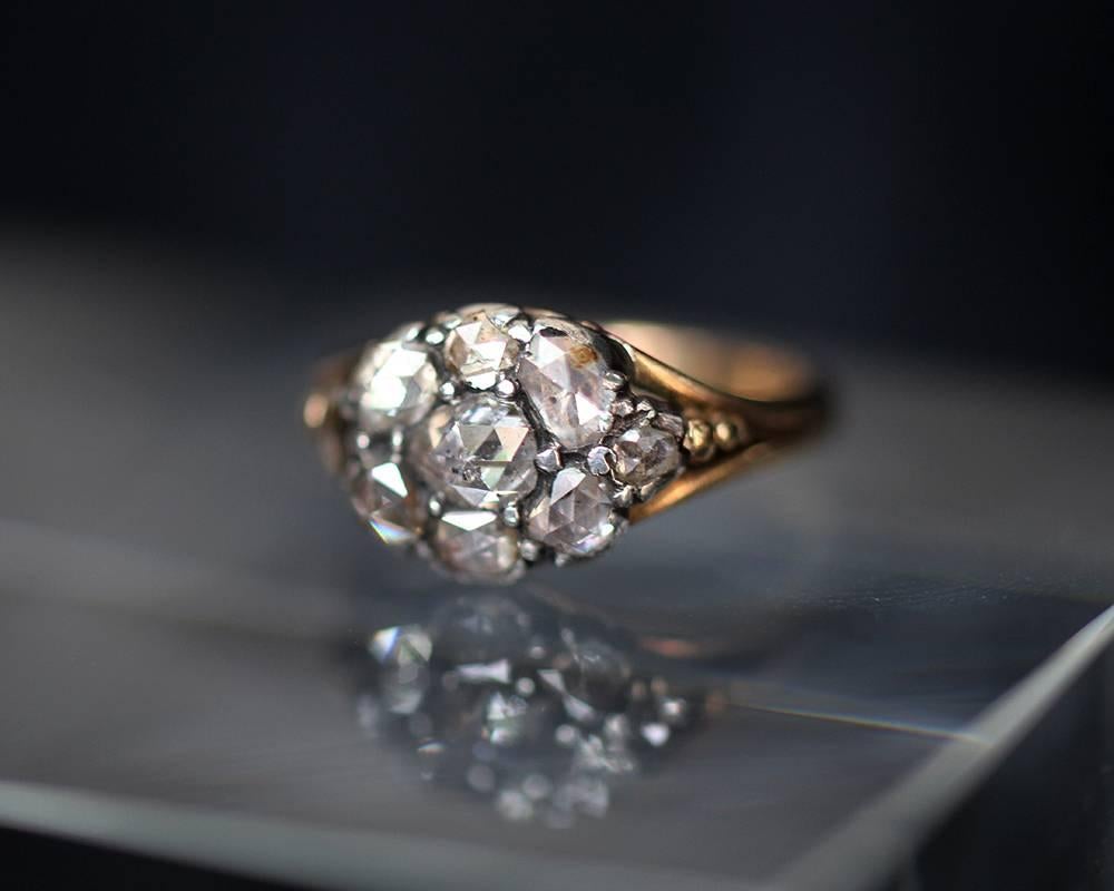 Georgian Rose Cut Diamond Cluster Ring 1