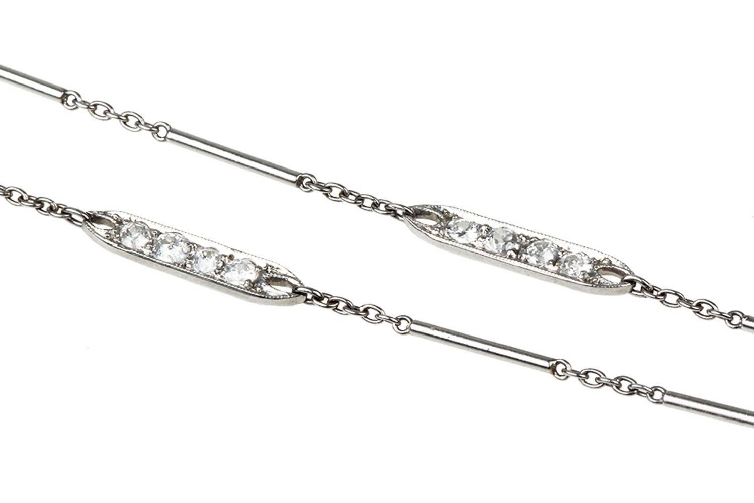 Art Deco Pearl and Diamond Sautoir Tassel Necklace For Sale 2