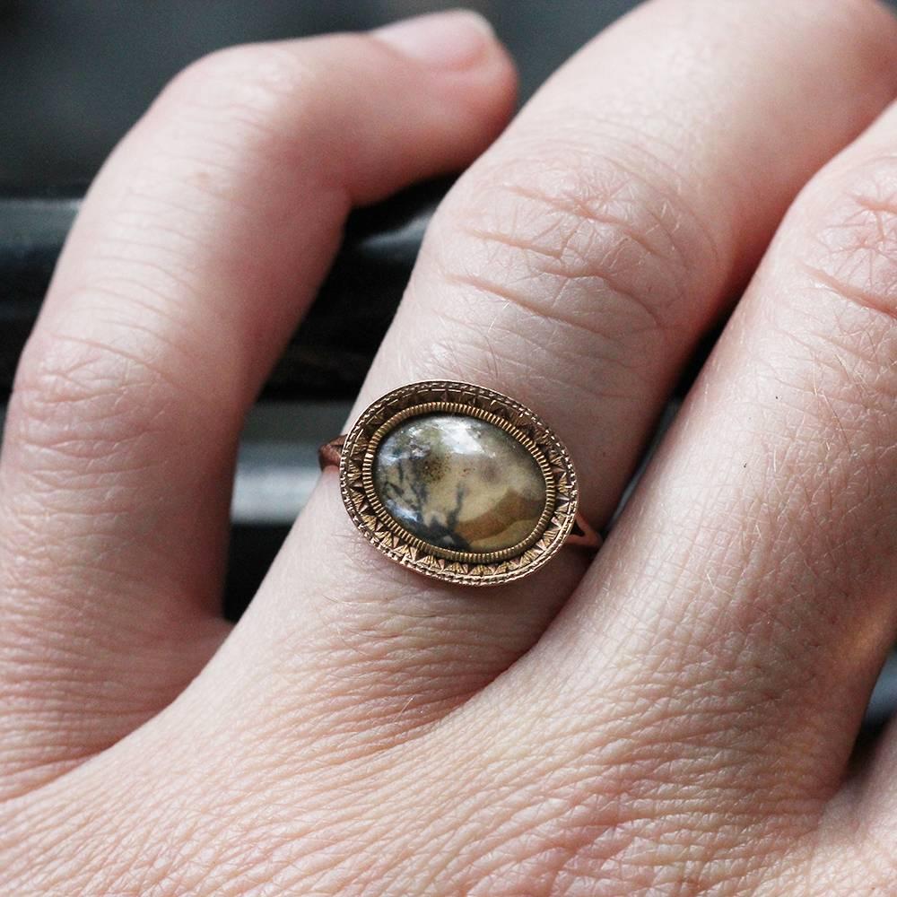 Georgian Late 18th Century Moss Agate Ring For Sale