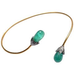 1960s Emerald Diamond Gold Wrap Bracelet