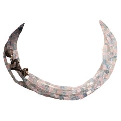Aquamarine and Morganite Multi-Strand Necklace with Diamond Clasp