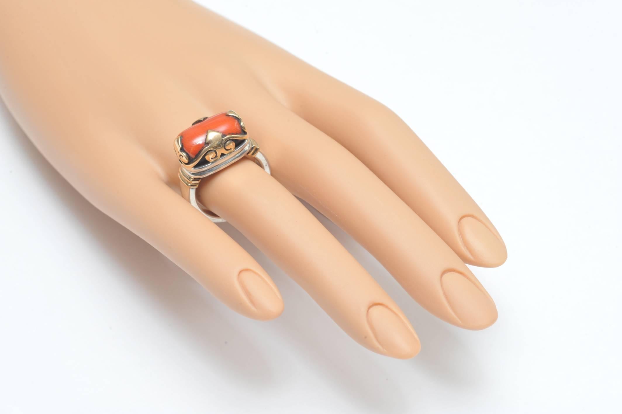 sterling silver coral ring