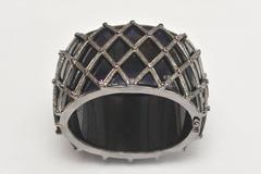 Ruby and Diamond Sterling and Enamel Cuff Bracelet