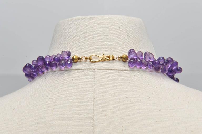 Faceted Amethyst Briolettes with 22 Karat Gold Centerpiece Bead at 1stDibs