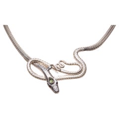 Sterling Silver Snake Chain Necklace with Peridot