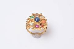 Fabulous Gold Nava Ratna Ring with Precious Stones