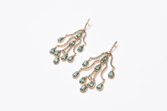 Faceted Emerald and Diamond Chandelier Earrings