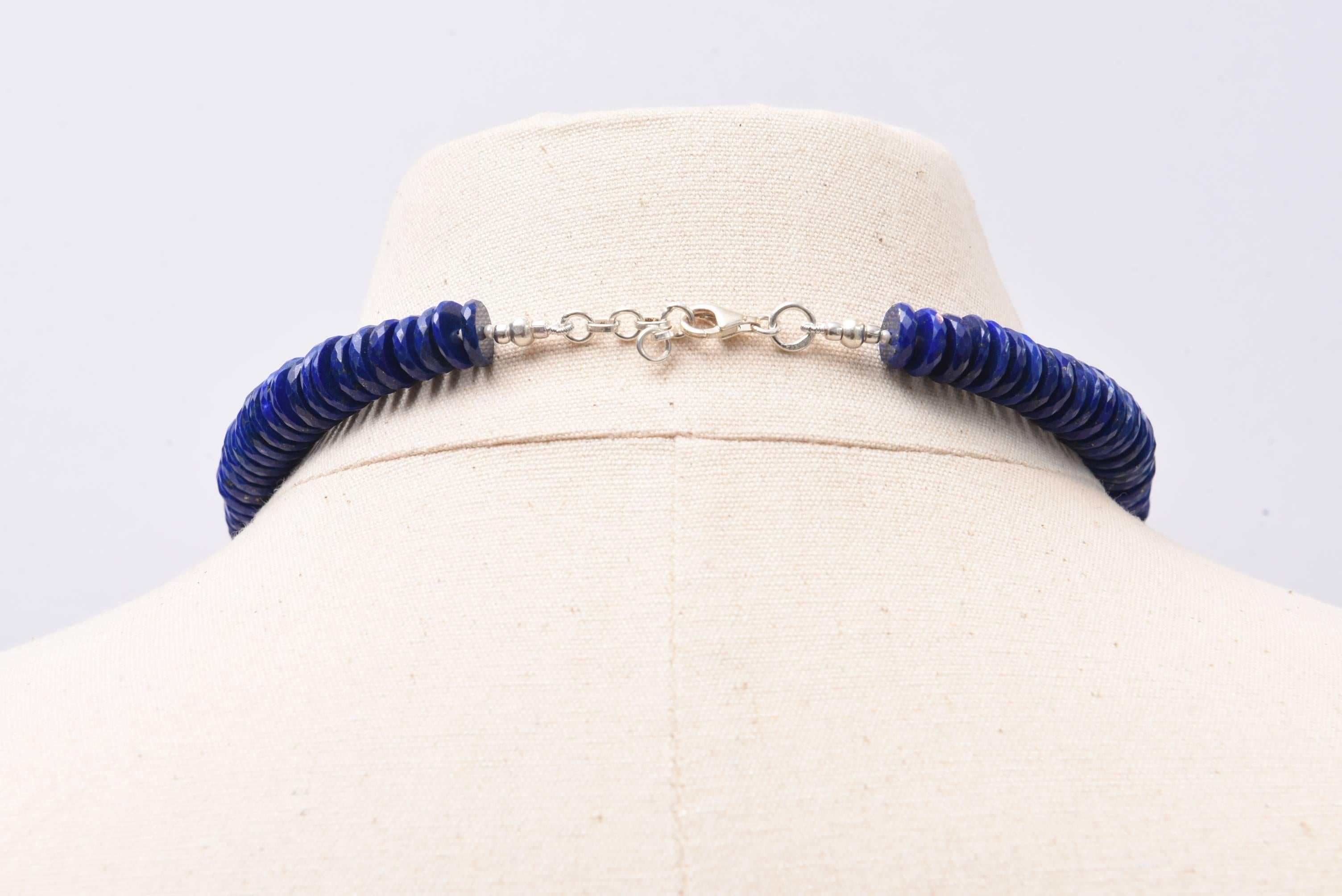 Facettierte Halskette aus Lapislazuli und Sterlingsilber mit Perlen im Zustand „Hervorragend“ im Angebot in Nantucket, MA