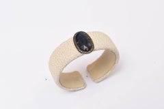 Labradorite and Diamond White Shagreen Cuff Bracelet