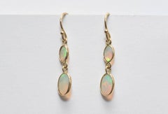 Double drop Faceted Opals and 18K Gold Earrings