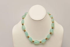Chalcedony, 22 Karat Gold and South Sea Pearl Beaded Necklace