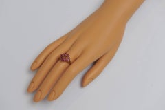 Burmese Marquise Cut Rubies and 18 Karat Gold Flower Ring