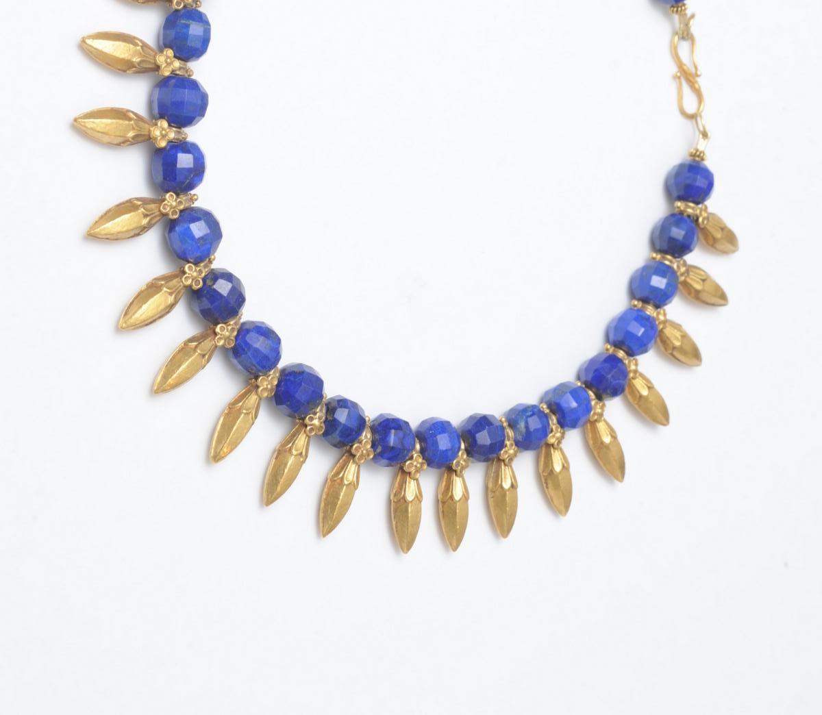 Peacock Blue Lapis, 22 Karat Gold Beaded Necklace by Deborah Lockhart Phillips 1