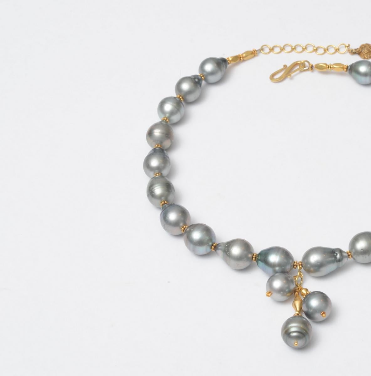 Tahitian Pearls and 18 Karat Gold Necklace by Deborah Lockhart Phillips In Excellent Condition In Nantucket, MA