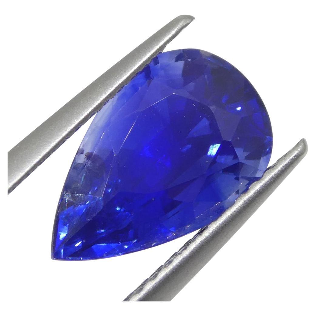 3.88ct Pear Royal Blue Sapphire GIA Certified Sri Lanka For Sale