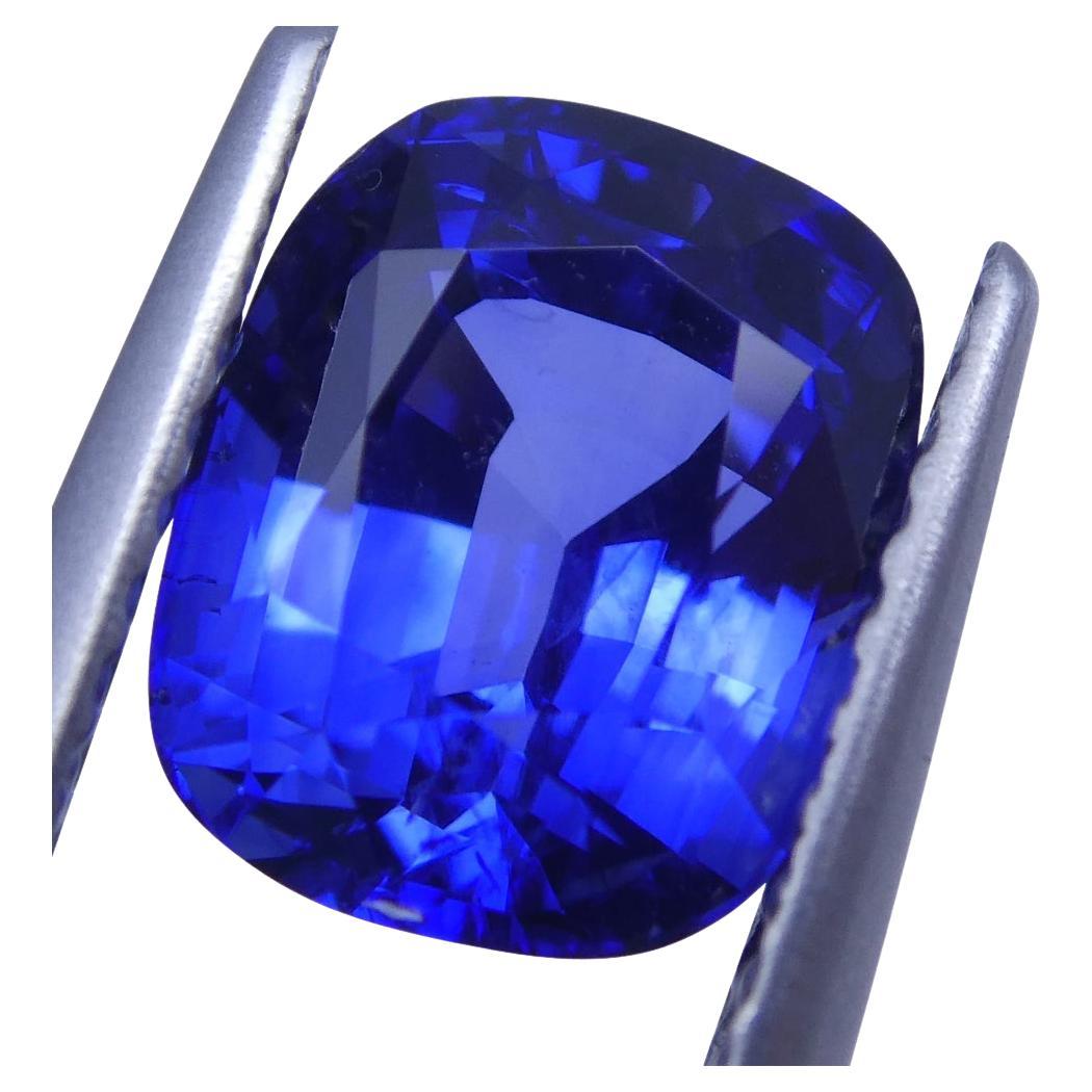 Vivid Cornflower Blue Sapphire 3.03ct Cushion GIA Certified For Sale