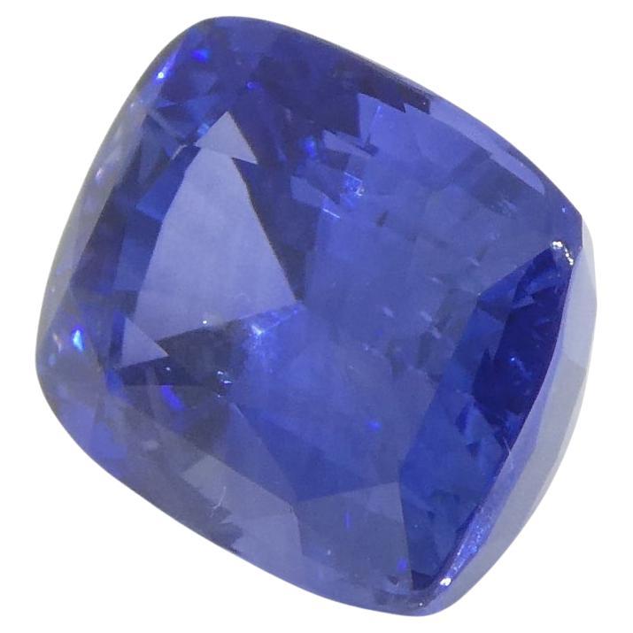 This is a stunning GIA Certified Sapphire 
    
The GIA report reads as follows: 
GIA Report Number: 5222292560  
Shape: Cushion  
Cutting Style:   
Cutting Style: Crown: Modified Brilliant Cut  
Cutting Style: Pavilion: Step Cut  
Transparency: