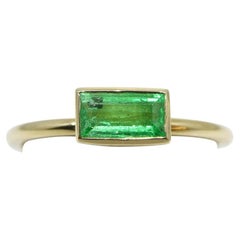 Colombian Emerald Stacker Ring Set in 10kt Yellow Gold