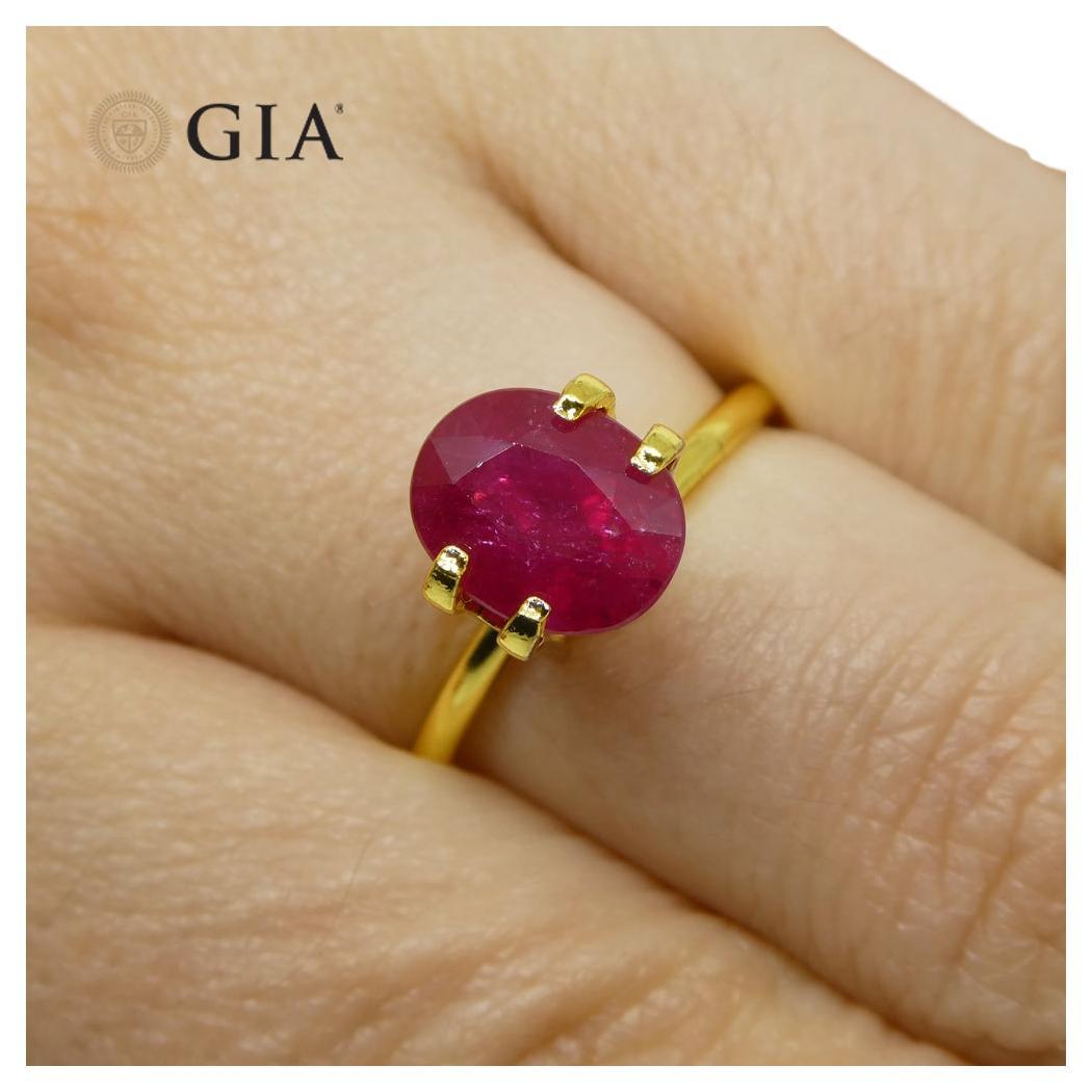 3.36ct Oval Red Ruby GIA Certified Mozambique For Sale