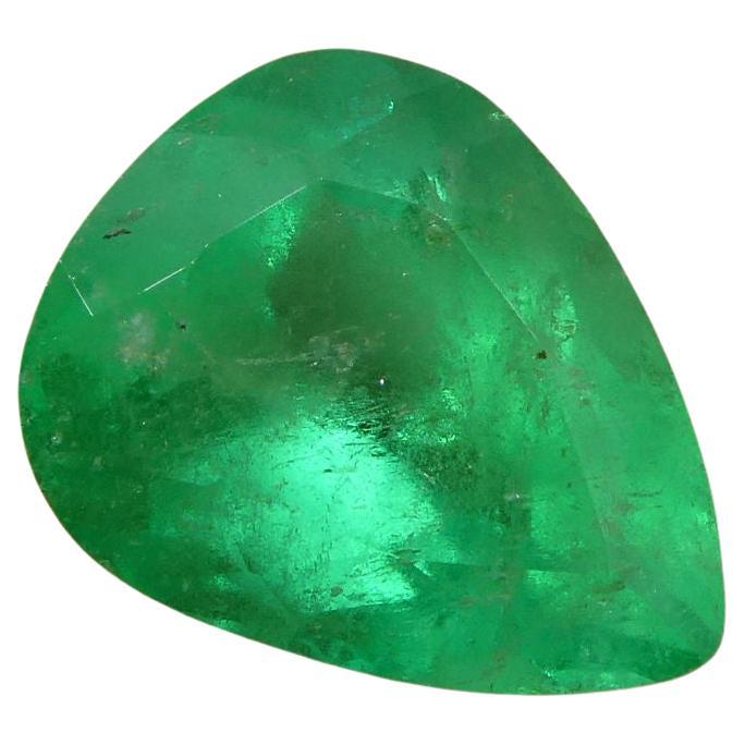1.56 ct Pear Emerald GIA Certified Colombian F1/Minor For Sale