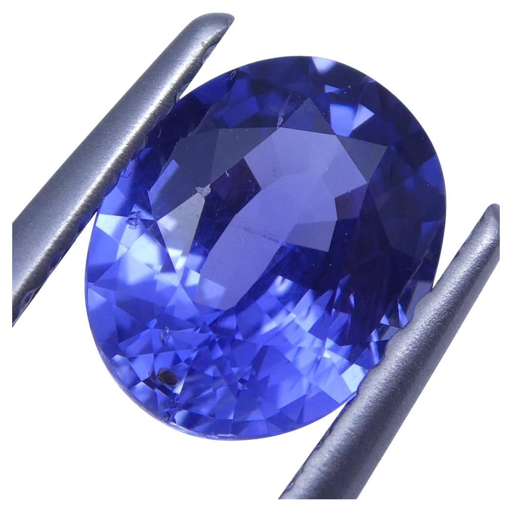 1.31 Ct Oval Blue Sapphire IGI Certified Unheated For Sale