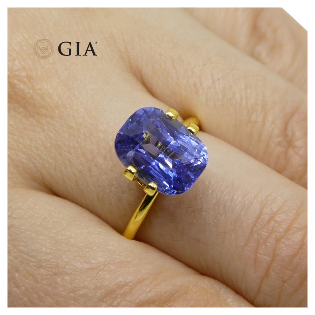 5.19 Carat Cushion Violetish Blue Sapphire GIA Certified Sri Lanka For Sale
