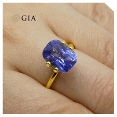 5.19 Carat Cushion Violetish Blue Sapphire GIA Certified Sri Lanka
