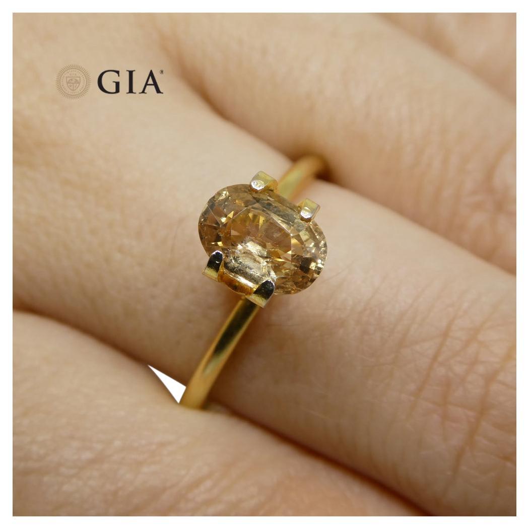 Saphir Padparadscha orange rosé ovale de 1,48 carat, certifié GIA, non-chaudré de Madagascar