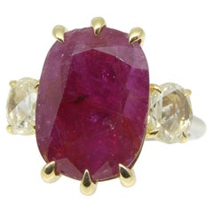 Used 10.94ct Red Ruby, Diamond Engagement Ring set in 18k White and Yellow Gold