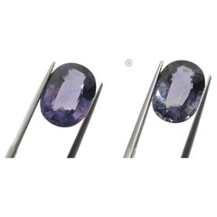 Saphir ovale de 8,16 carats, de couleur violet grisâtre à violet rosé, certifié GIA