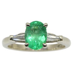 0.94ct Colombian Emerald & 0.18ct Diamond Ring in 18k White Gold with Certificat