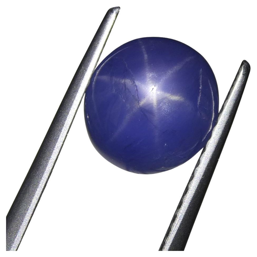 3.83ct Round Cabochon Blue Star Sapphire from Burma (Myanmar), Unheated For Sale