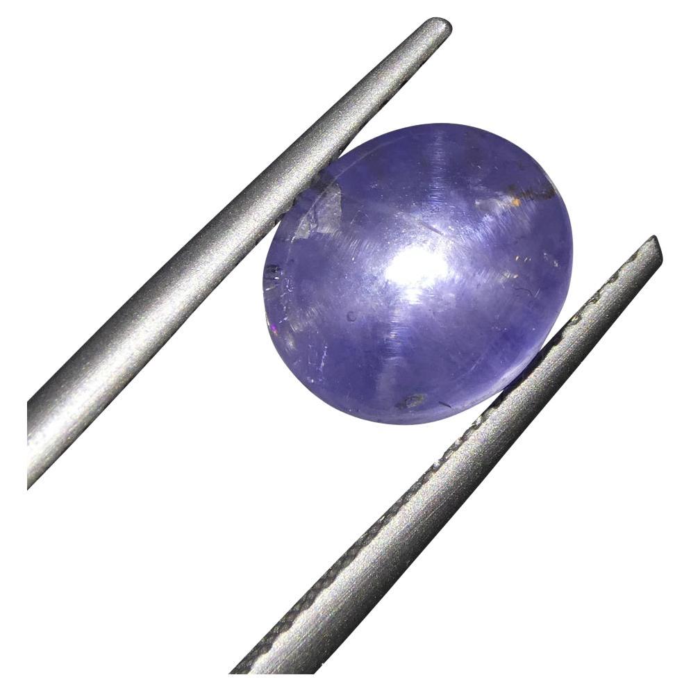 Saphir bleu étoilé cabochon ovale 5.1 carats certifié GIA