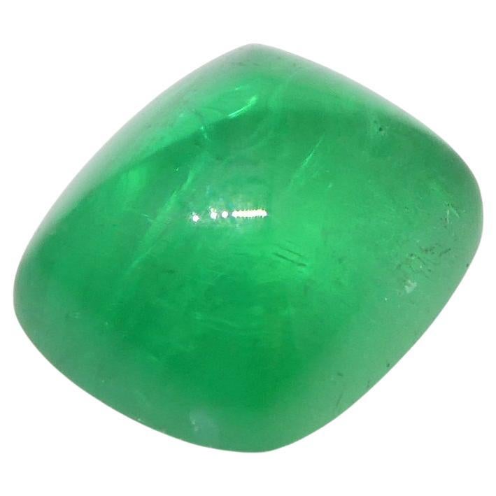 1.41ct Cushion Sugarloaf Double Cabochon Green Emerald GIA Certified Brazil  
