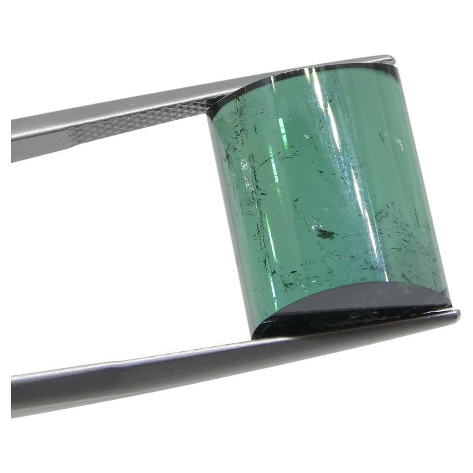 12.52ct Barrel Cut Cabochon bluish Green Tourmaline from Brazil For Sale