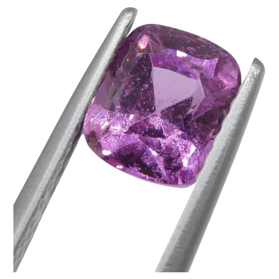 1.73ct Cushion Purple-Pink Sapphire GIA Certified Madagascar For Sale