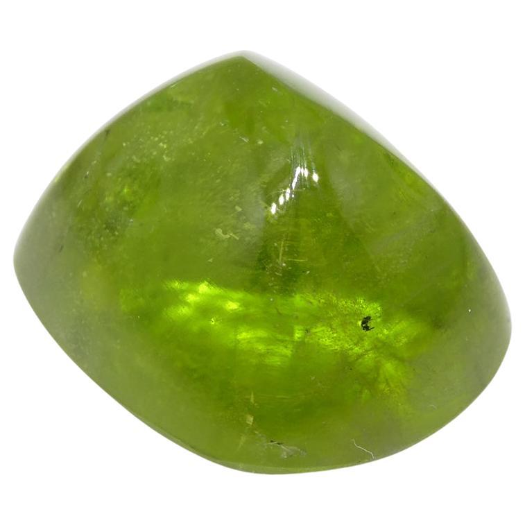 21.68ct Cushion Sugarloaf Cabochon Yellow-Green Peridot from Sapat Gali, Pakista For Sale