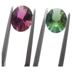 3,91ct Paar ovale grün/rosa Turmaline
