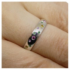 Used 0.46ct Sapphire & Emerald Starry Night Wedding Ring set in 14k White Gold