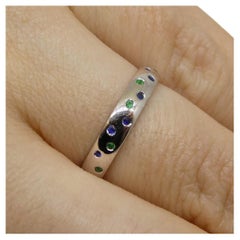 Used 0.24ct Sapphire & Emerald Starry Night Wedding Ring set in 14k White Gold