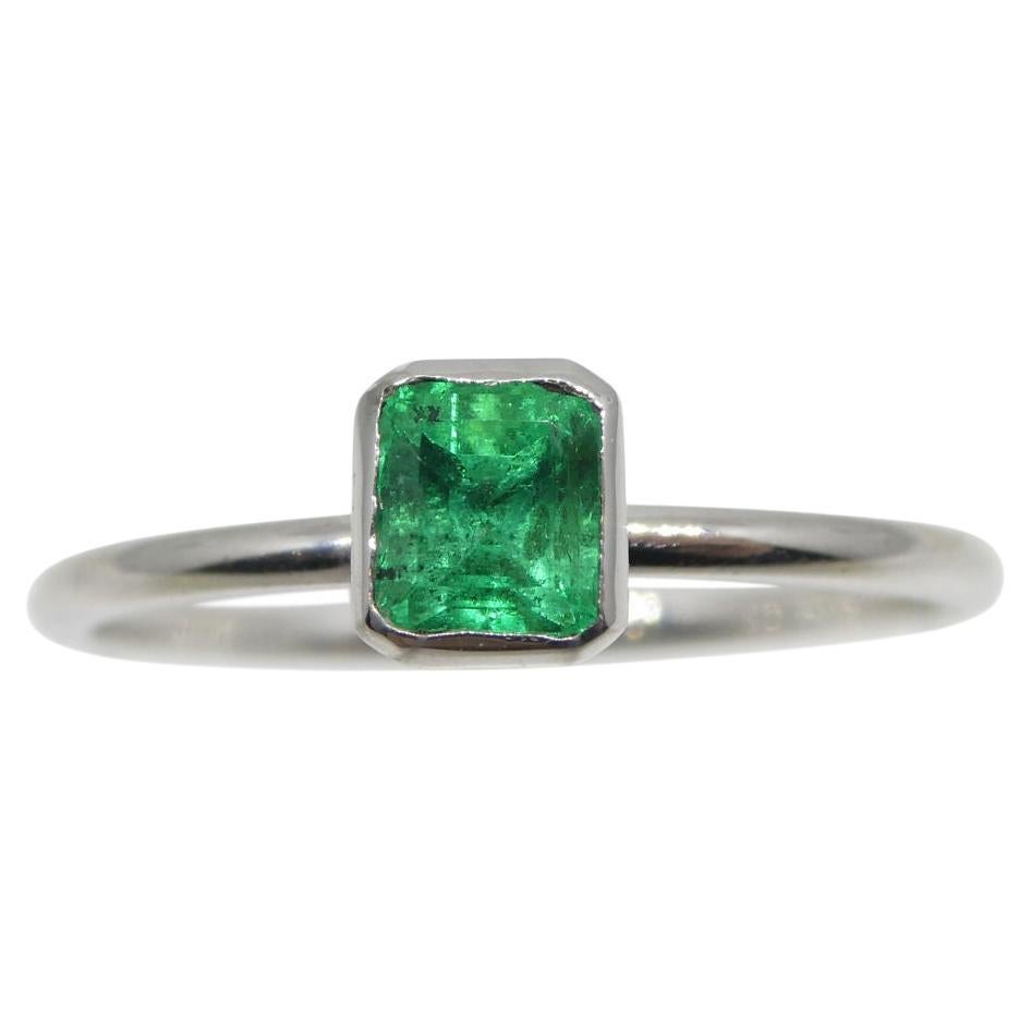 Colombian Emerald Stacker Ring set in 10kt White Gold For Sale