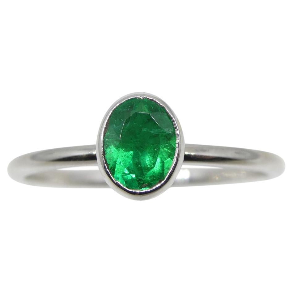 Colombian Emerald Stacker Ring set in 10kt White Gold For Sale