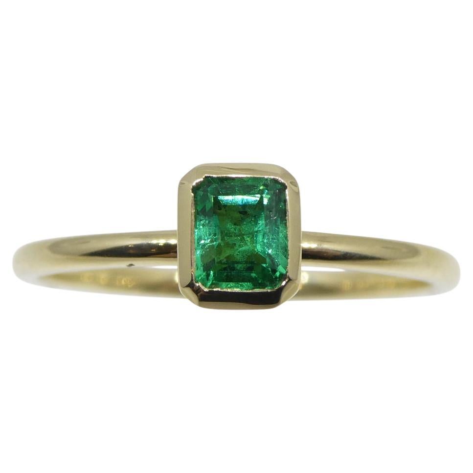 Colombian Emerald Stacker Ring set in 10kt Yellow Gold For Sale